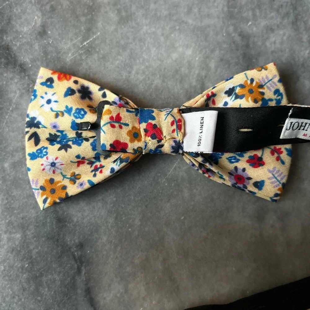 John Henric 100% Linen Floral Kids Bow Tie